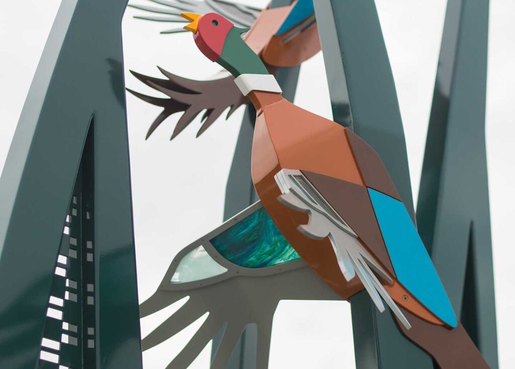 FLUSHING PHEASANTS detail at Keith Bird Legacy Park, Meridian