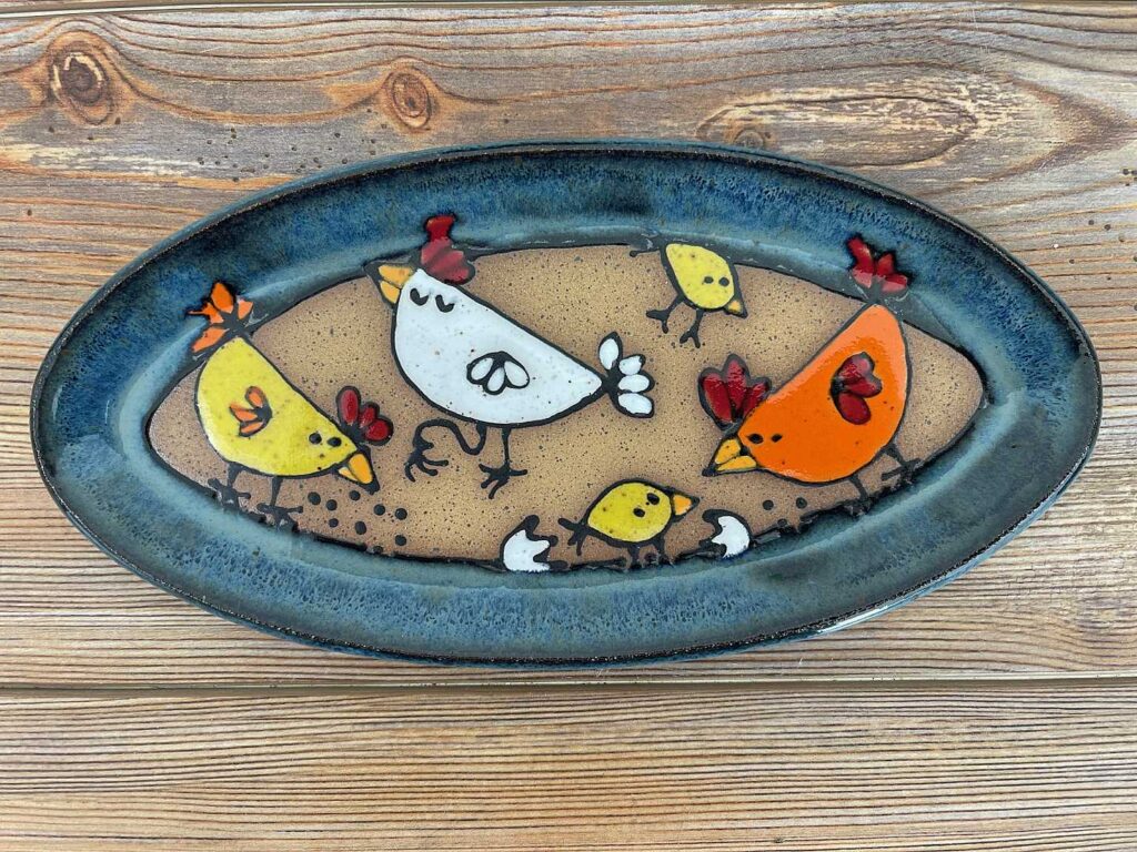 Oval Dish - Chickens