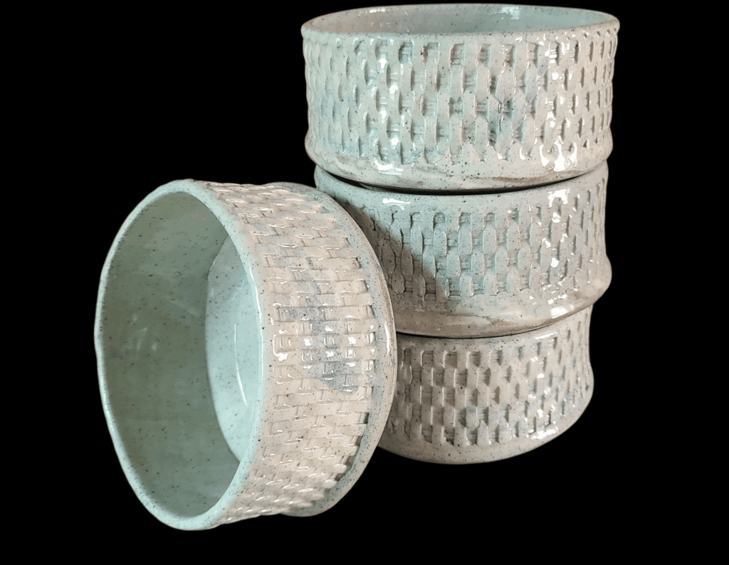 Basket weave stack bowls