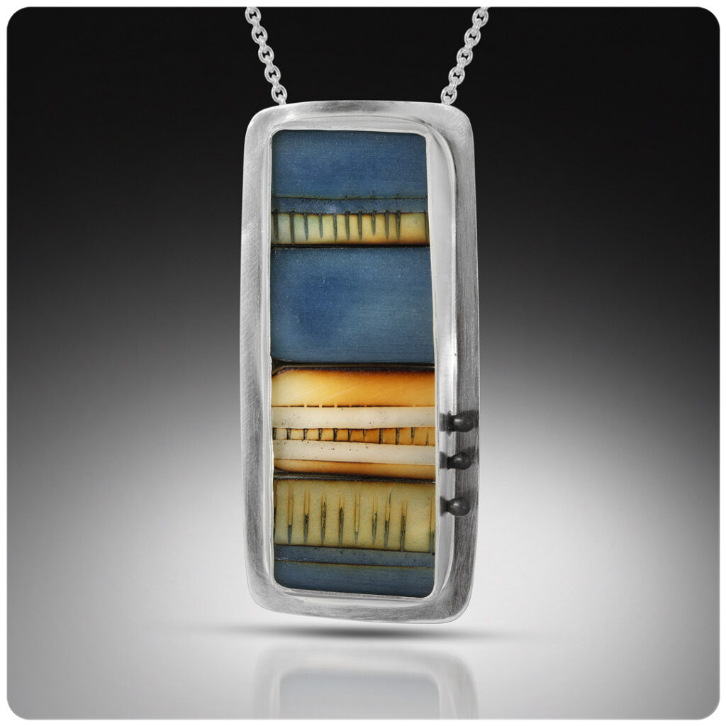 Long Rectangular Tagua Patchwork Pendant