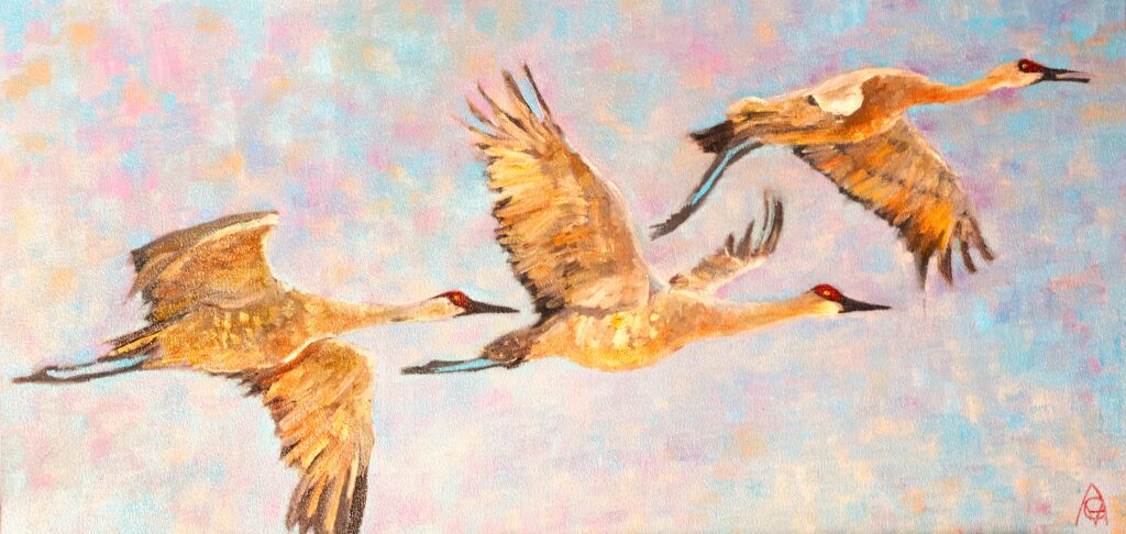 Three Soaring Cranes