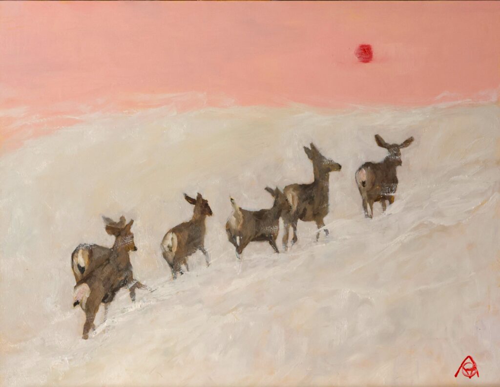 Deer on Snowy Hill